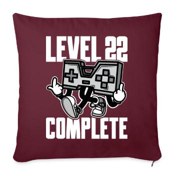 Niveau 22 Cadeau d’anniversaire complet 22 ans - Housse de coussin décorative 45 x 45 cm - bordeaux - Devant