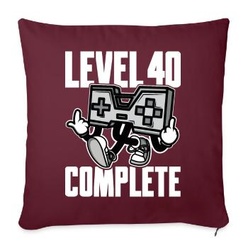 Niveau 40 Cadeau d’anniversaire complet 40 ans - Housse de coussin décorative 45 x 45 cm - bordeaux - Devant