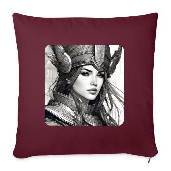 Fantasy Anime Fille Viking Germanique Trigues Moyen Âge - Housse de coussin décorative 45 x 45 cm - bordeaux - Devant