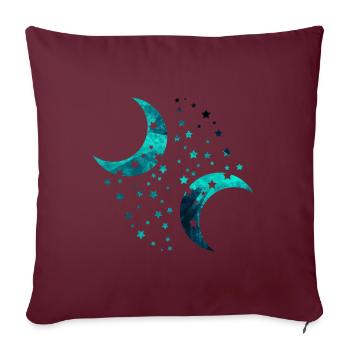 lune et étoiles - Housse de coussin décorative 45 x 45 cm - bordeaux - Devant