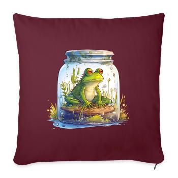 Wetterfrosch im Glas - Sofakissenbezug 45 x 45 cm - Burgunderrot - Vorne