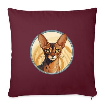 Chat abyssin - Housse de coussin décorative 45 x 45 cm - bordeaux - Devant