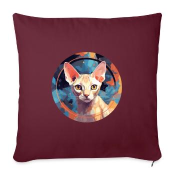 Devon Rex Chat - Housse de coussin décorative 45 x 45 cm - bordeaux - Devant