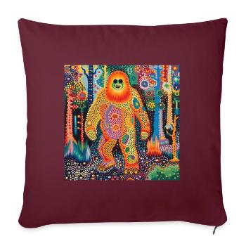 BigFoot, big foot, sasquatch - Housse de coussin décorative 45 x 45 cm - bordeaux - Devant