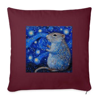 Agouti, Souris, Rat, Van Gogh, Nuit étoilée - Housse de coussin décorative 45 x 45 cm - bordeaux - Devant