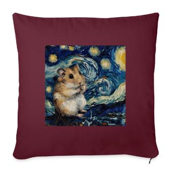 hamster, tier, van gogh, sternennacht - Sofakissenbezug 45 x 45 cm - Burgunderrot - Vorne