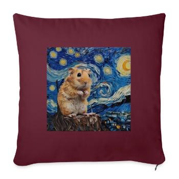 hamster, tier, van gogh, sternennacht - Sofakissenbezug 45 x 45 cm - Burgunderrot - Vorne