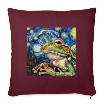 frosch, tier, van gogh, sternenacht - Sofakissenbezug 45 x 45 cm - Burgunderrot - Vorne