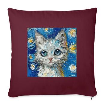Chat, Motif De Chat - Housse de coussin décorative 45 x 45 cm - bordeaux - Devant