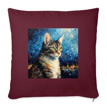 Chat, Motif De Chat - Housse de coussin décorative 45 x 45 cm - bordeaux - Devant