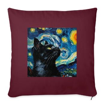 Chat, Motif De Chat - Housse de coussin décorative 45 x 45 cm - bordeaux - Devant