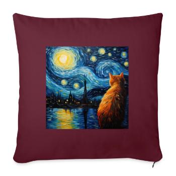 Chat, Motif De Chat - Housse de coussin décorative 45 x 45 cm - bordeaux - Devant
