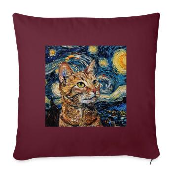 Chat, Motif De Chat - Housse de coussin décorative 45 x 45 cm - bordeaux - Devant