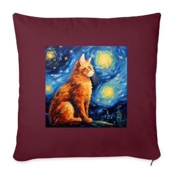 Chat, Motif De Chat - Housse de coussin décorative 45 x 45 cm - bordeaux - Devant