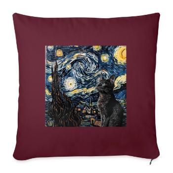 Chat, Motif De Chat - Housse de coussin décorative 45 x 45 cm - bordeaux - Devant
