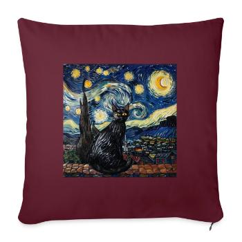 Chat, Motif De Chat - Housse de coussin décorative 45 x 45 cm - bordeaux - Devant