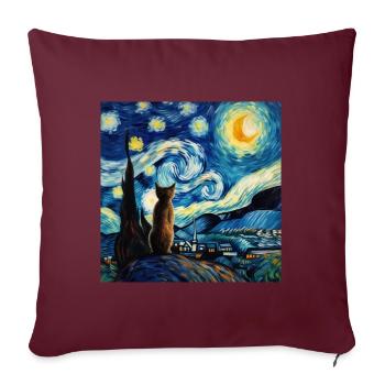 Chat, Motif De Chat - Housse de coussin décorative 45 x 45 cm - bordeaux - Devant