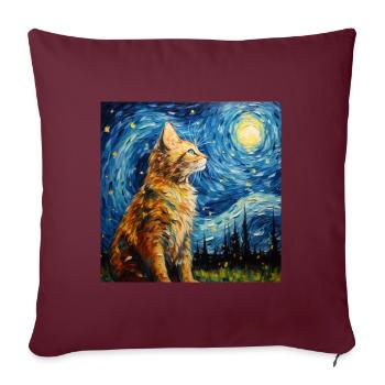 Chat, Motif De Chat - Housse de coussin décorative 45 x 45 cm - bordeaux - Devant