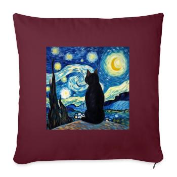 Chat, Motif De Chat - Housse de coussin décorative 45 x 45 cm - bordeaux - Devant