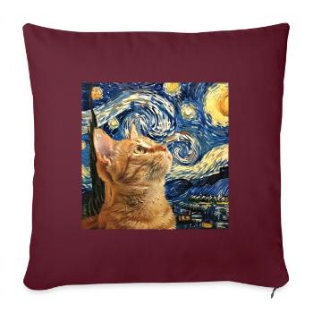 Chat, Motif De Chat - Housse de coussin décorative 45 x 45 cm - bordeaux - Devant