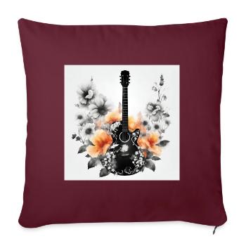 GUITARE EN FLEURS - Housse de coussin décorative 45 x 45 cm - bordeaux - Devant