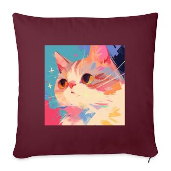 Chat, Motif De Chat - Housse de coussin décorative 45 x 45 cm - bordeaux - Devant