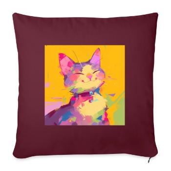 Chat, Motif De Chat - Housse de coussin décorative 45 x 45 cm - bordeaux - Devant