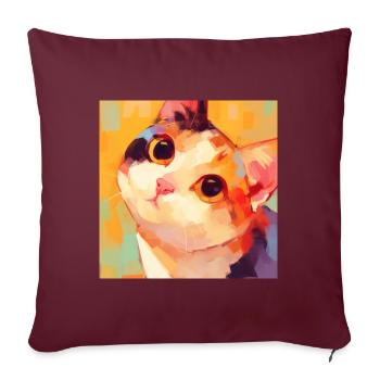 Chat, Motif De Chat - Housse de coussin décorative 45 x 45 cm - bordeaux - Devant