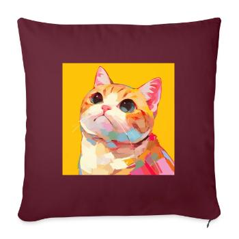 Chat, Motif De Chat - Housse de coussin décorative 45 x 45 cm - bordeaux - Devant