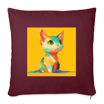 Chat, Motif De Chat - Housse de coussin décorative 45 x 45 cm - bordeaux - Devant