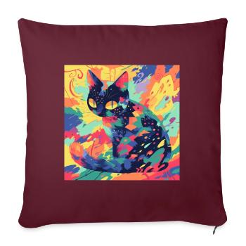 Chat, Motif De Chat - Housse de coussin décorative 45 x 45 cm - bordeaux - Devant