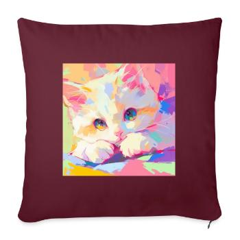 Chat, Motif De Chat - Housse de coussin décorative 45 x 45 cm - bordeaux - Devant