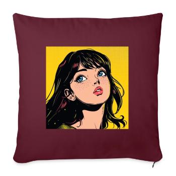 Anime, Fille, Rétro, Waifu, Japon - Housse de coussin décorative 45 x 45 cm - bordeaux - Devant