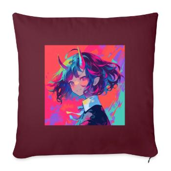 Anime, Fille Démon, Waifu, Japon - Housse de coussin décorative 45 x 45 cm - bordeaux - Devant