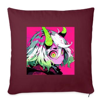 Anime, Fille Démon, Waifu, Japon - Housse de coussin décorative 45 x 45 cm - bordeaux - Devant