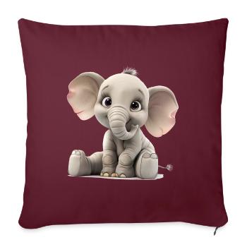 Petit jeune éléphant drôle - Housse de coussin décorative 45 x 45 cm - bordeaux - Devant