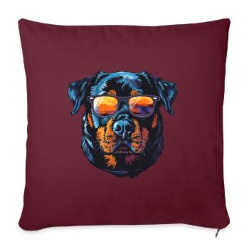 Chien Rottweiler - Housse de coussin décorative 45 x 45 cm - bordeaux - Devant