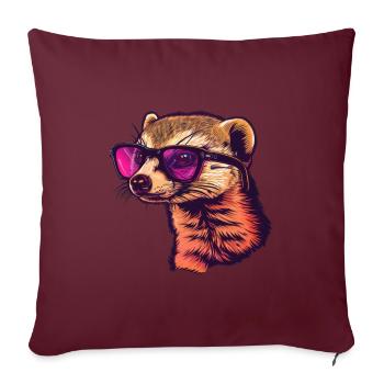 Mungo, Mangusten, Sonnenbrille, Sommer, geschenk - Sofakissenbezug 45 x 45 cm - Burgunderrot - Vorne