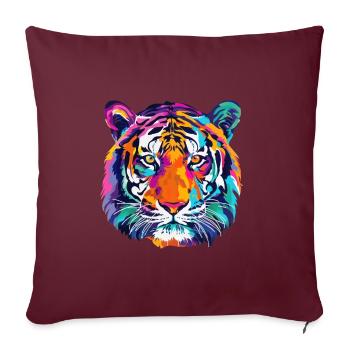 Tigre Tête de Tigre Multicolore - Housse de coussin décorative 45 x 45 cm - bordeaux - Devant