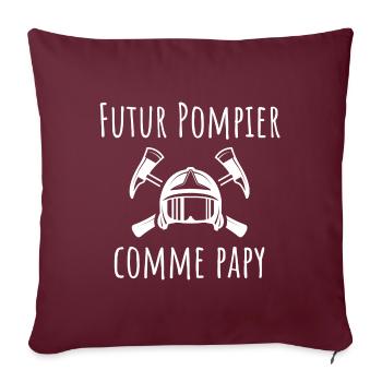 Futur Pompier Comme Papy Cadeau Bébé - Housse de coussin décorative 45 x 45 cm - bordeaux - Devant