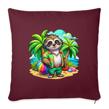 Paresseux mignon des vacances - Housse de coussin décorative 45 x 45 cm - bordeaux - Devant