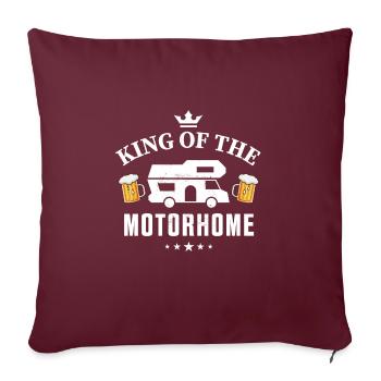 Roi du camping-car - cadeau pour les amateurs de camping - Housse de coussin décorative 45 x 45 cm - bordeaux - Devant