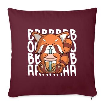 Drôle de boba panda roux kawaii bubble tea - Housse de coussin décorative 45 x 45 cm - bordeaux - Devant