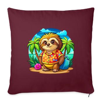Paresseux mignon des vacances - Housse de coussin décorative 45 x 45 cm - bordeaux - Devant