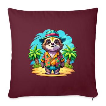 Paresseux mignon des vacances - Housse de coussin décorative 45 x 45 cm - bordeaux - Devant