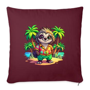 Paresseux mignon des vacances - Housse de coussin décorative 45 x 45 cm - bordeaux - Devant