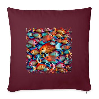 Beaucoup de poissons nagent dans de grands bancs - Housse de coussin décorative 45 x 45 cm - bordeaux - Devant