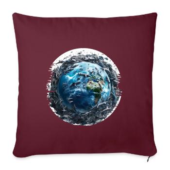 Plus de place pour les poissons dans les océans - Housse de coussin décorative 45 x 45 cm - bordeaux - Devant
