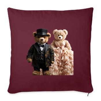 Deux ours en peluche nouvellement mariés - Housse de coussin décorative 45 x 45 cm - bordeaux - Devant