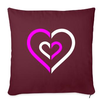 Symbole du cœur Amour - Housse de coussin décorative 45 x 45 cm - bordeaux - Devant